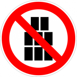 Знак "Забранено е стифирането и складирането на стоки"