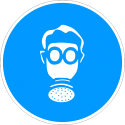 Знак "Трябва да се носи защитна екипировка на дихателните органи"