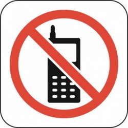 Знак "Забранена е употребата на мобилен телефон"