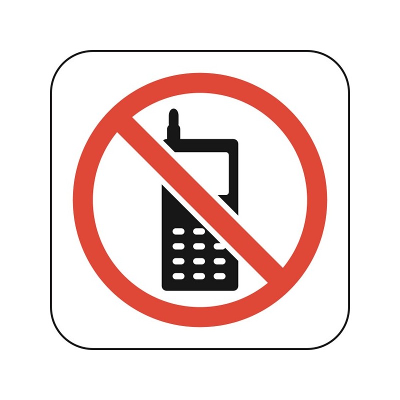 Знак "Забранена е употребата на мобилен телефон"
