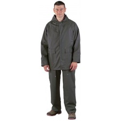 Куртка и панталон облекло за дъжд от полиуретан зелен
