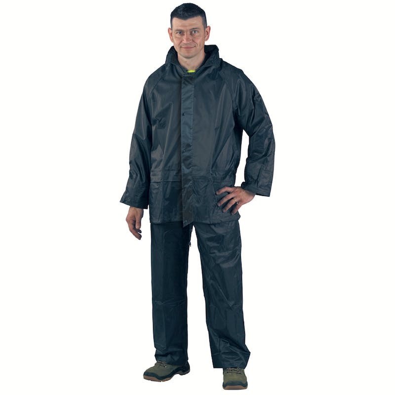 Комплект куртка и панталон от полиамид за дъжд тъмно син